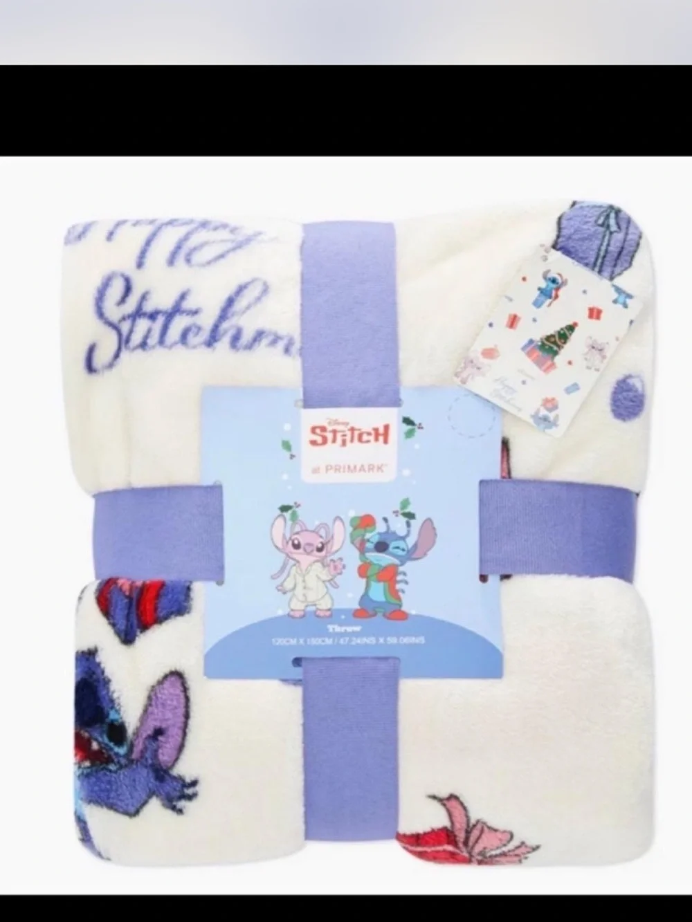 Disney Lilo & Stitch Angel Christmas Plush Throw Blanket  Primark Exclusive